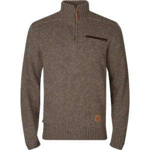 · Rib knit collar, cuffs and bottom hem · Chest pocket with zip left side · Reinforced elbows Main material · 100% Wool Lining · 100% Polyester · HSP® 2-layer lining HÄRKILA - Annaboda 2.0 HSP Knit Pullover_Dark sand